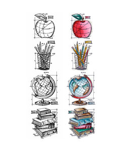 Tim Holtz Cling Stamp Mini Blueprint Schoolhouse