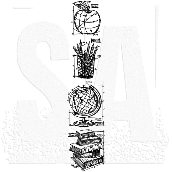 Tim Holtz Tim Holtz Cling Stamp Mini Blueprint Schoolhouse