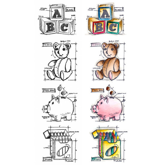 Tim Holtz Tim Holtz Cling Stamp Mini Blueprint Childhood
