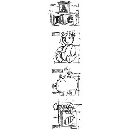 Tim Holtz Tim Holtz Cling Stamp Mini Blueprint Childhood