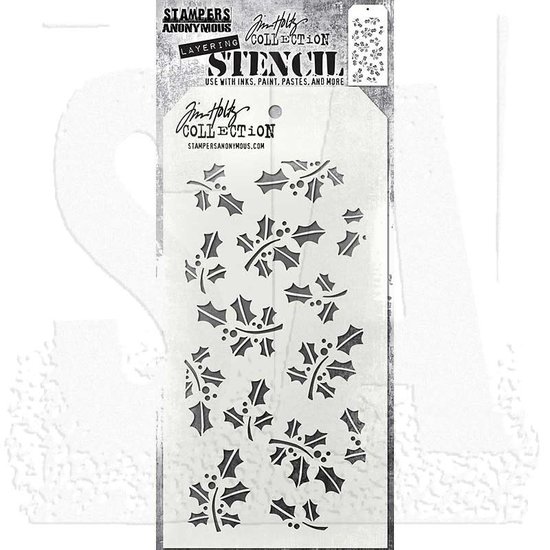 Tim Holtz Tim Holtz Layering Stencil 4 1/8" x 8 1/2" Tiny Hollyberry