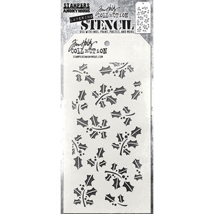 Tim Holtz Layering Stencil 4 1/8" x 8 1/2" Tiny Hollyberry