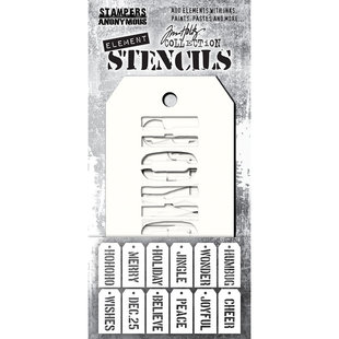 Tim Holtz Element Stencil set Mini 2 3/8" x 4 3/4" Christmas 12pcs.