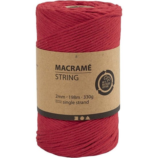 Creotime Macramé Koord 2mm 198m 330g Rood