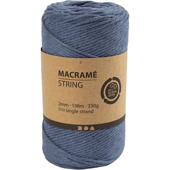 Creotime Macramé Koord 2mm 198m 330g Blauw