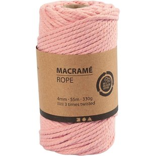 Macramé Koord  4mm 55m 330g Roze