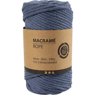 Macramé Koord  4mm 55m 330g Blauw