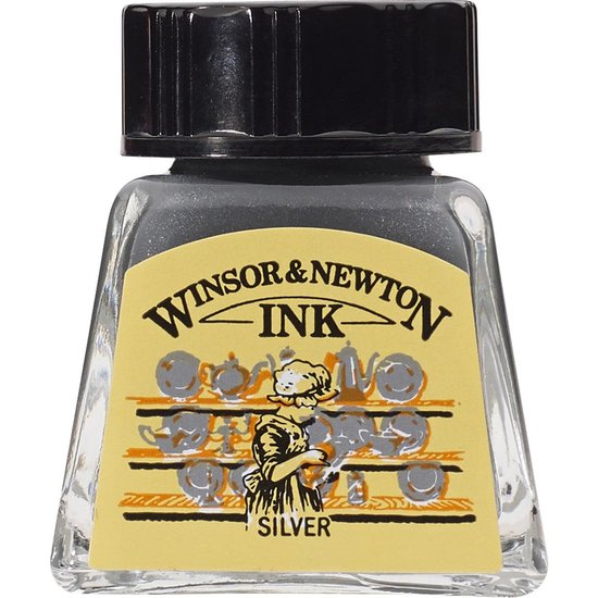 Winsor & Newton Winsor & Newton Ink 14ml. Silver-Metallic Aluminium