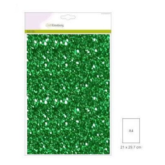 CraftEmotions Craftemotions glitterkarton 5 vel A4 220g Kerstgroen