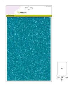 Craftemotions glitterkarton 5 vel A4 220g Turquoise