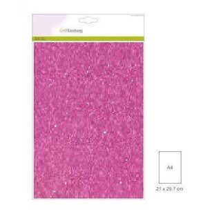 Craftemotions glitterkarton 5 vel A4 220g Cerise Roze
