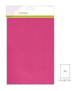 Craftemotions glitterkarton 5 vel A4 220g Neon Roze