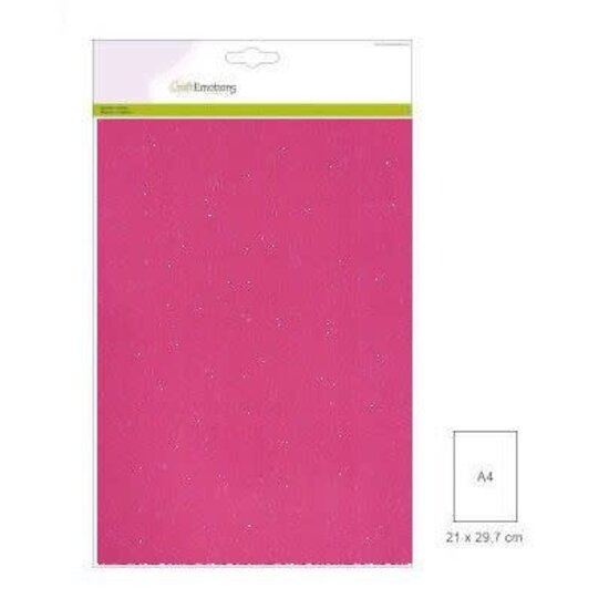 CraftEmotions Craftemotions glitterkarton 5 vel A4 220g Neon Roze