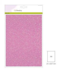 Craftemotions glitterkarton 5 vel A4 220g Roze