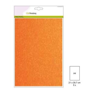 Craftemotions glitterkarton 5 vel A4 220g Neon Oranje