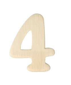 Houten Cijfer "4"   4 cm