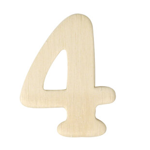 Houten Cijfer "4"   4 cm