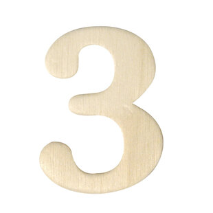 Houten Cijfer "3"   4 cm