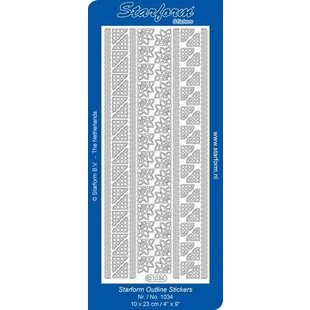 Starform Stickervel Randen / Hoeken 10x23cm Zilver nr. 1034