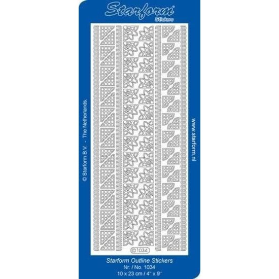 Starform Starform Stickervel Randen / Hoeken 10x23cm Zilver nr. 1034