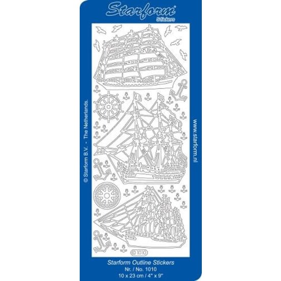 Starform Starform Stickervel Maritiem Zeilboten 10x23cm Zilver