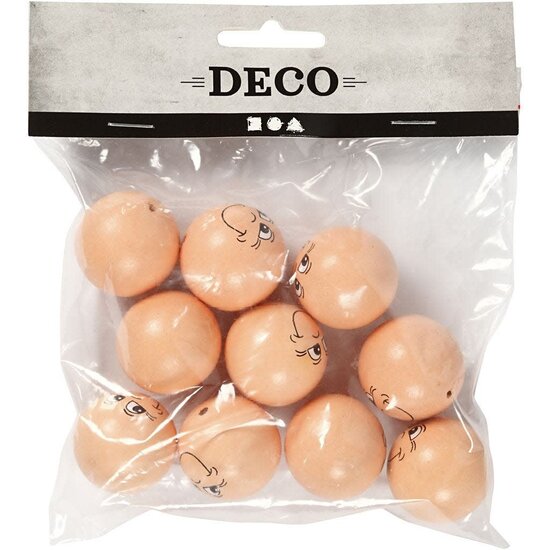 Creotime Houten Kralen Hoofden 22mm half geboord 10st.