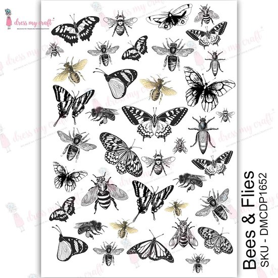 Dress My Craft Dress My Craft Transfer Me A4 sheet Bees & Flies
