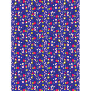 Vel Decopatch papier Patroon Bloemetjes/Vogeltjes Blauw
