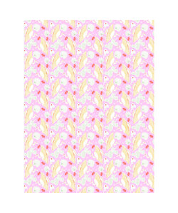 Vel Decopatch Papier Textuur Patroon Vogel Roze/Goud