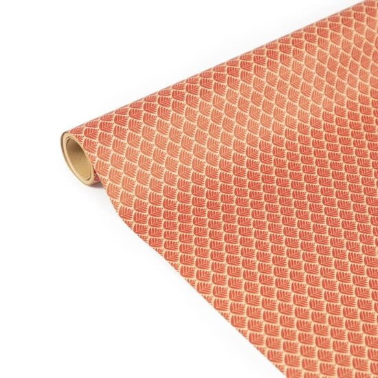 Clairefontaine ClaireFontaine Tiny Rolls Inpakpapier 70g 5x0,35m Recycled Kraft Rode Bloemen