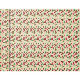 ClaireFontaine Tiny Rolls Inpakpapier 80g 5x0,35m Rode Bloemen