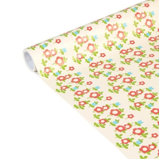 Clairefontaine ClaireFontaine Tiny Rolls Inpakpapier 80g 5x0,35m Rode Bloemen