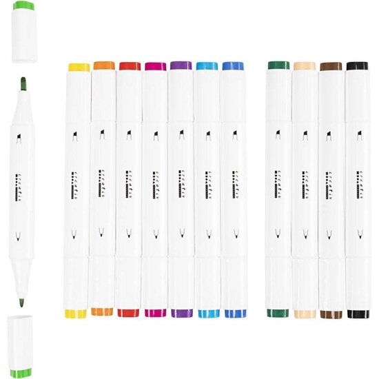 Creativ Company Marker op Alcoholbasis Lijndikte 1-8 mm Standaardkleuren 12st