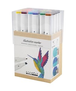 Marker op Alcoholbasis Lijndikte 1-8 mm Extra Kleuren 24st