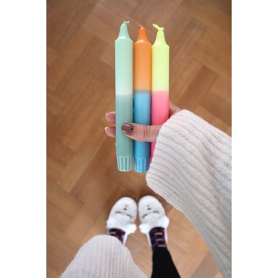 Dippy Dippy kleurrijke kaars 2 kleurig - 3 stuks