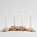 Creotime Houten kandelaars 4st theelicht-/kaars