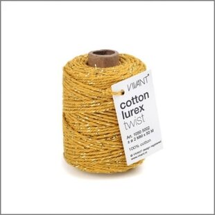 Katoen Koord Lurex 2mm 50m Oker Geel/Goud