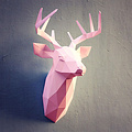Volka DIY Paper Wall Art kit Hertenkop Roze 50x30x30cm