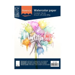 Florence Aquarel Papier Smooth A4 200g Off White 12st