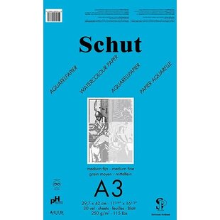 Schut Dessin blok Blauw Aquarel papier 250 gr. A3 30 vel