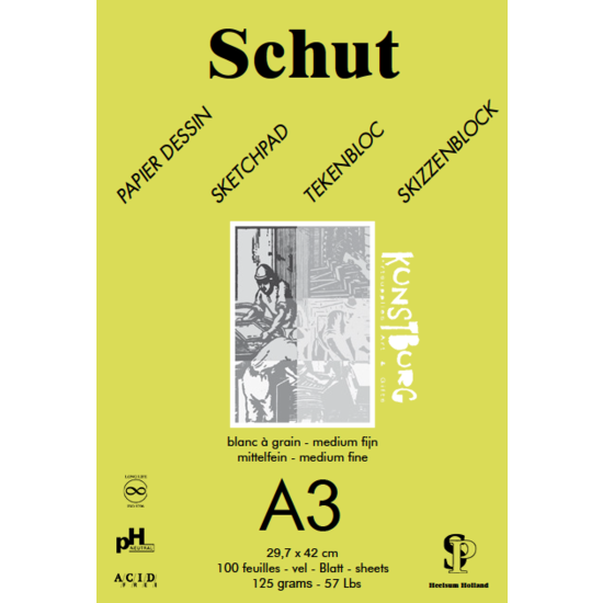 Schut Schut Dessin blok Groen Schets- en Tekenpapier 125 gr. A3 100 vel