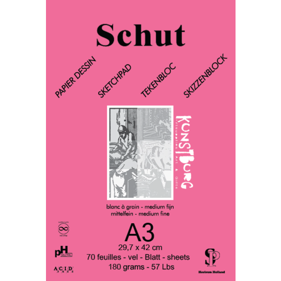 Schut Schut Dessin blok Roze Schets- en Tekenpapier 180 gr. A3 70 vel
