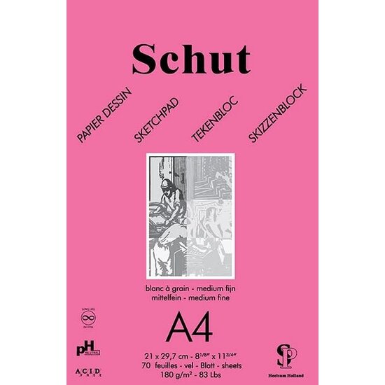 Schut Schut Dessin blok Roze Schets- en Tekenpapier 180 gr. A4 70 vel