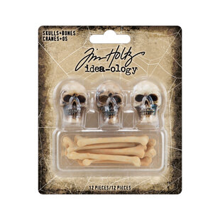 Tim Holtz Idea-Ology Halloween Skulls + Bones 12 pcs.