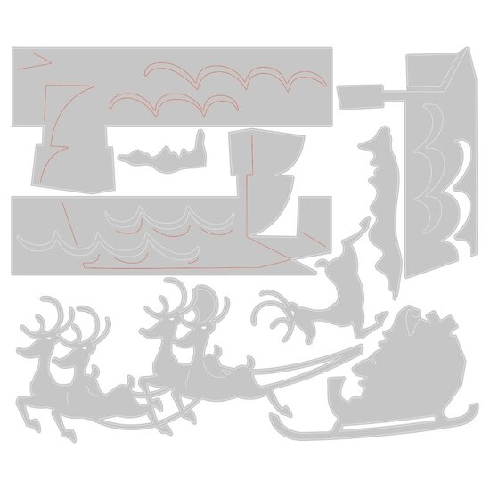 Tim Holtz Sizzix Thinlits Die Set Tim Holtz Reindeer Sleigh 8 Dies