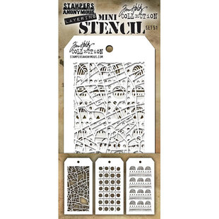 Tim Holtz Mini Layering Stencil 3 1/8" x 6 1/4" Set 51 3/Pkg