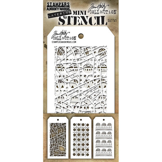 Tim Holtz Tim Holtz Mini Layering Stencil 3 1/8" x 6 1/4" Set 51 3/Pkg