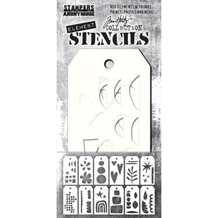 Tim Holtz Element Stencil set Mini 2 3/8" x 4 3/4" Every day Art 12pcs.