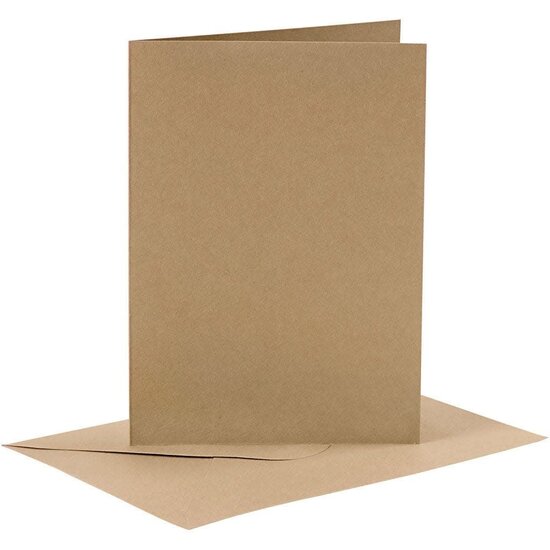 Creotime Kaarten en Enveloppen 10,5x15 cm Naturel Craft 6 st.