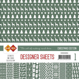 Card Deco Designer Sheets Kerst Groen